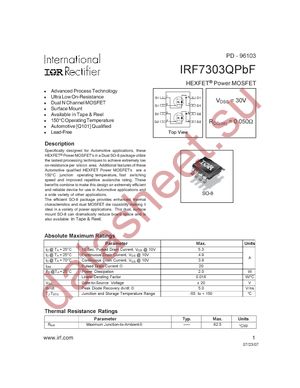 IRF7303QTRPBF datasheet  